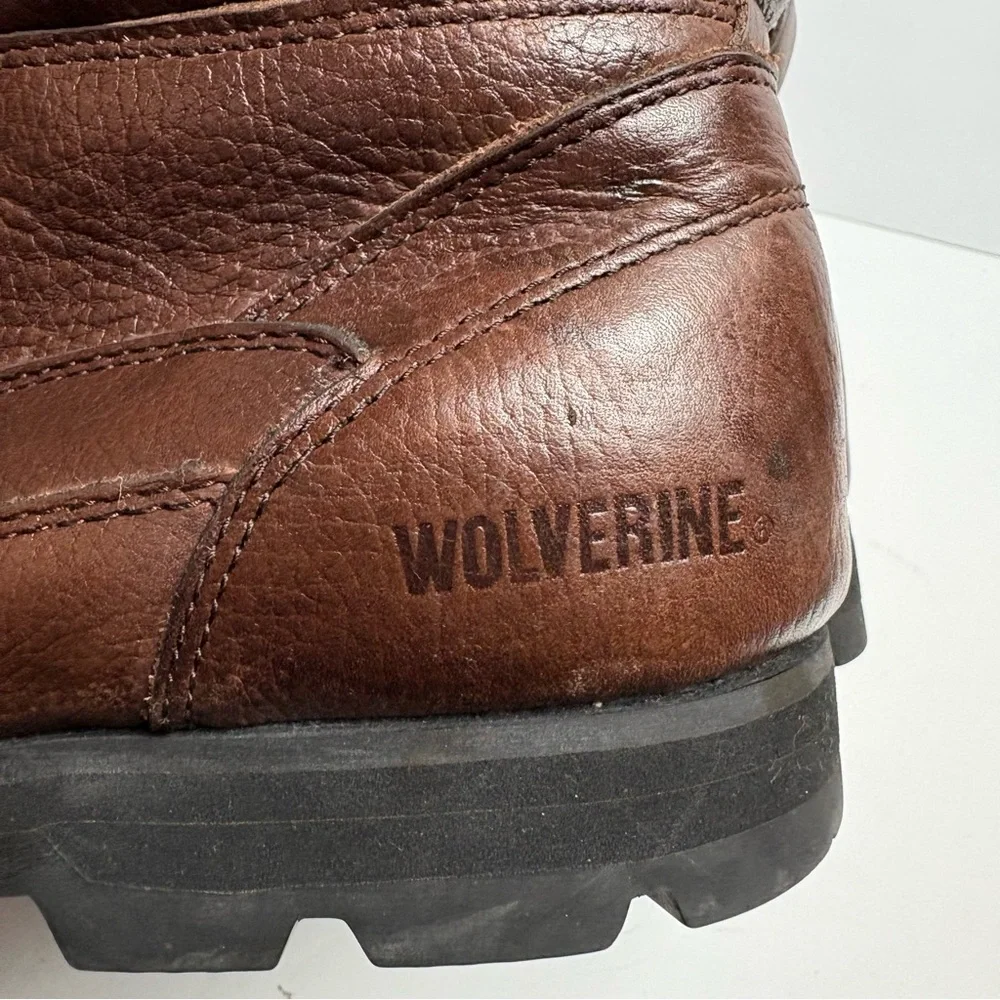 Wolverine Brown Leather Moc-Toe Work Boots Lace-up Mens size 11 06674